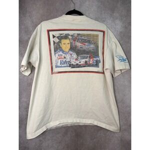Vintage 90's Mark Martin Sam Bass Art Wear Nascar Tee Mens XL White #6 Valvoline